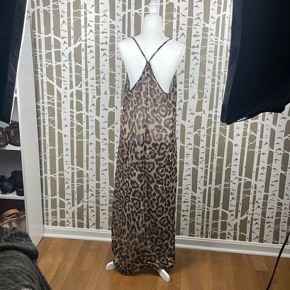 Nasty Gal Collection Sheer Leopard Print Maxi Dress Cover-Up sz 8 - Picture 7 of 8